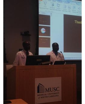 Medical professionals give a presentation.