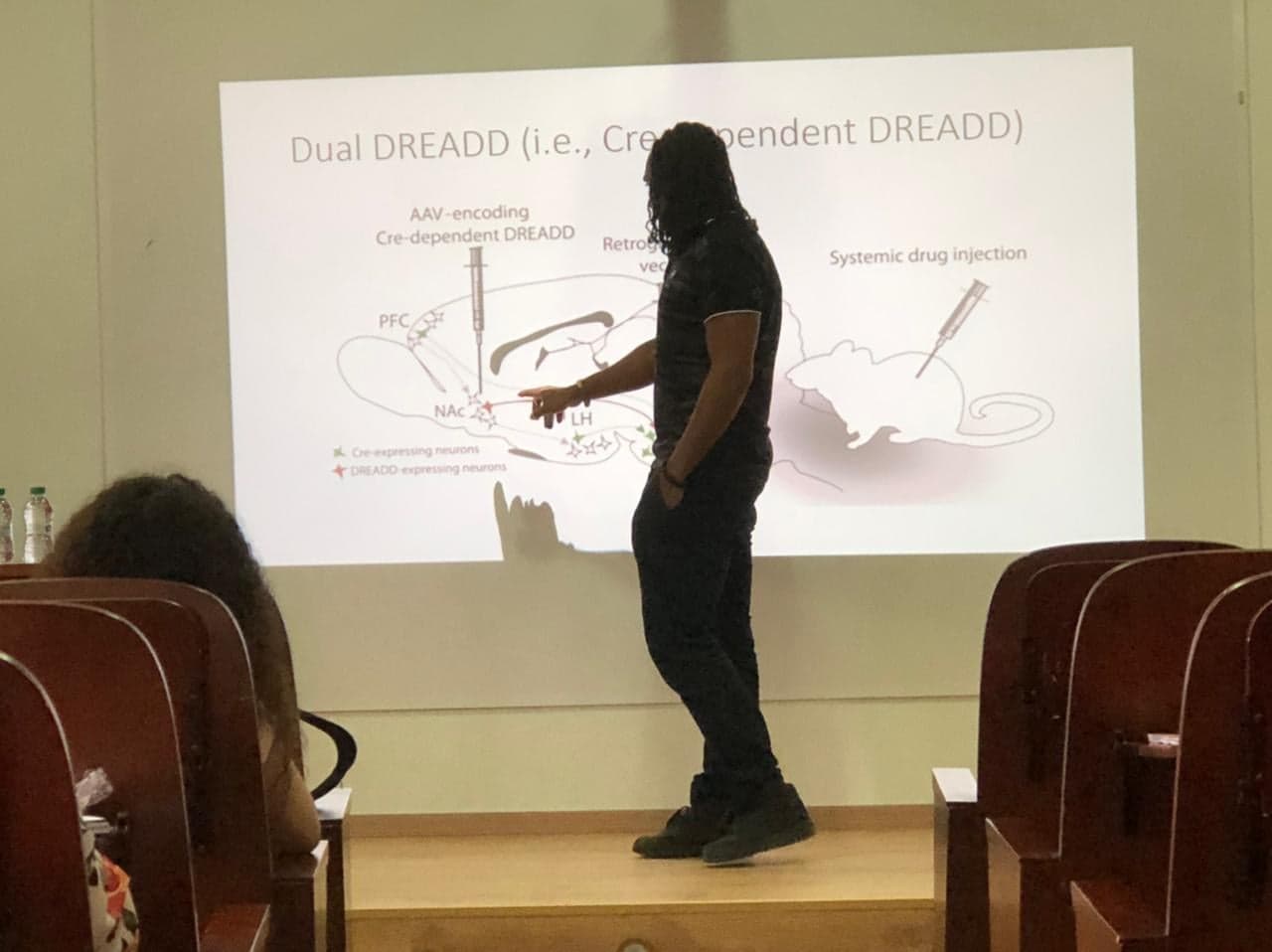 Ritchy Hodebourg conducts a lecture in Morocco.