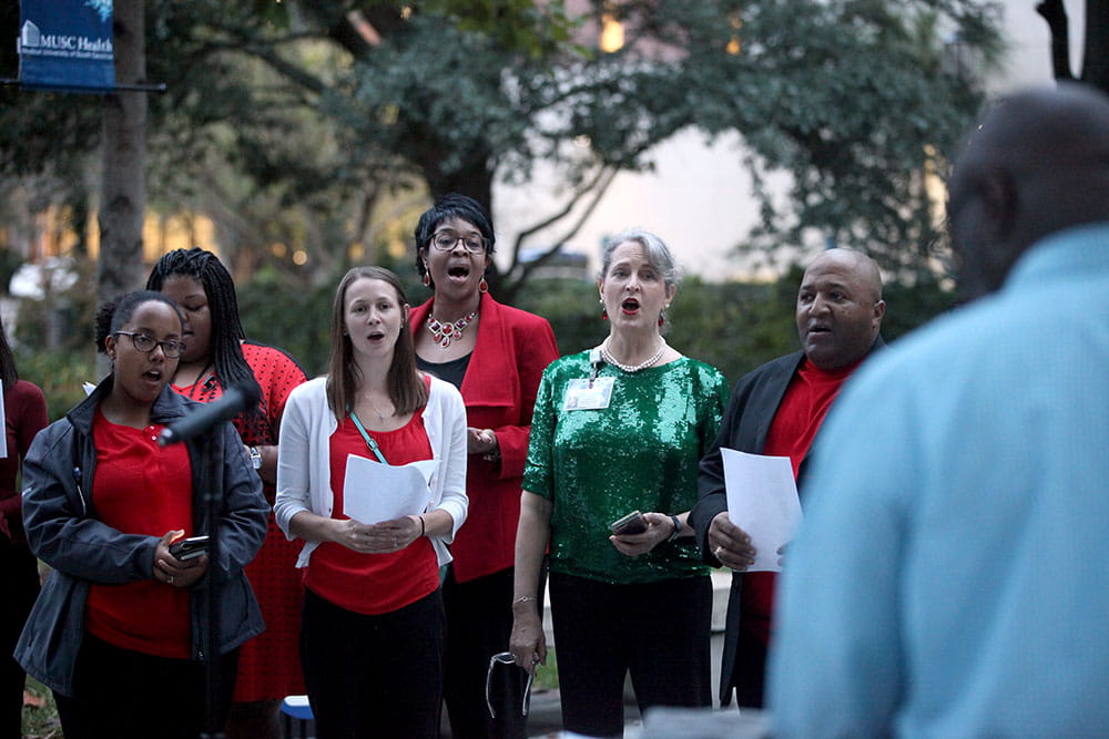 singers at tree lighting