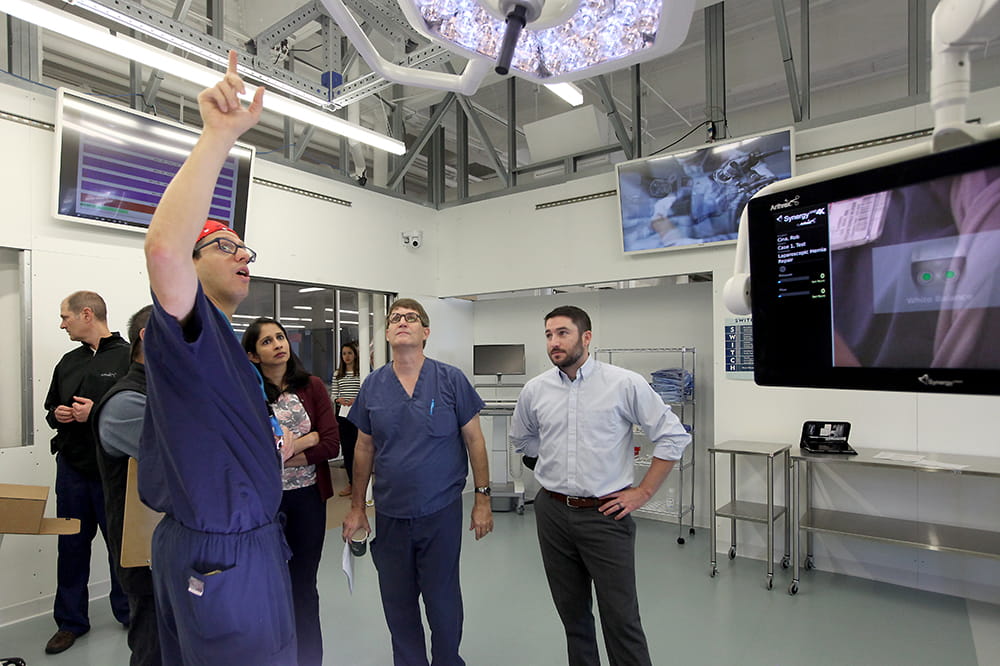 people talk in a simulated operating room 