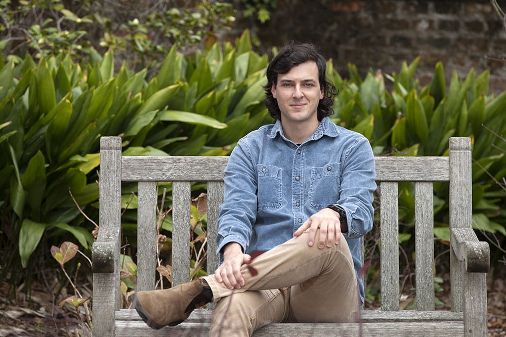 Brian Elmore sitting on a bench
