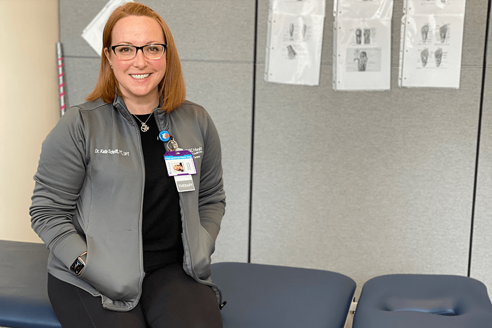 Hollings' physical therapist Katie Schmitt, DPT. Photo by Josh Birch